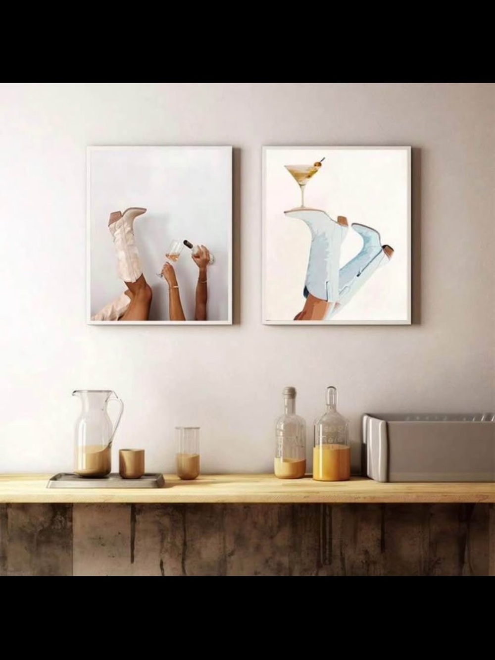 Small Modern Cocktail Legs Wall Art Pair.  *Canvas Posters Only*